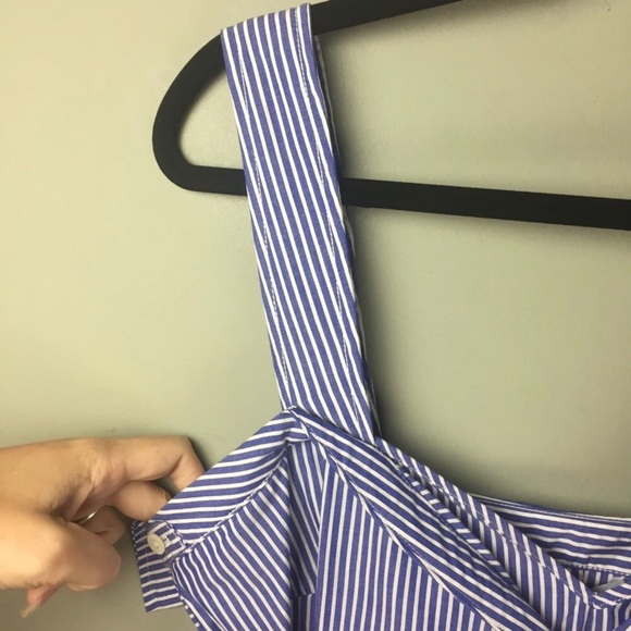 NWT Derek Lam Deconstructed Striped Tie Front Blue Cotton Shirt Dress Size 8 - Picture 7 of 14